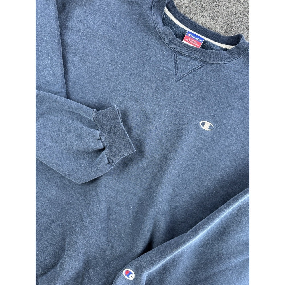 Champion Reverse Weave Style Crewneck Sweatshirt Blue Logo Mens XXL